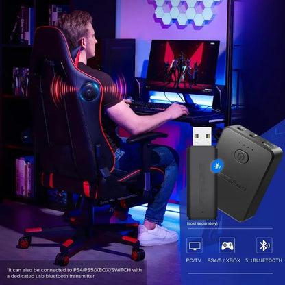 Ergonomic Gaming Chair with Footrest, Bluetooth Speakers, Reclining Computer Desk Chair, Adjustable Height Video Game Chair for Office