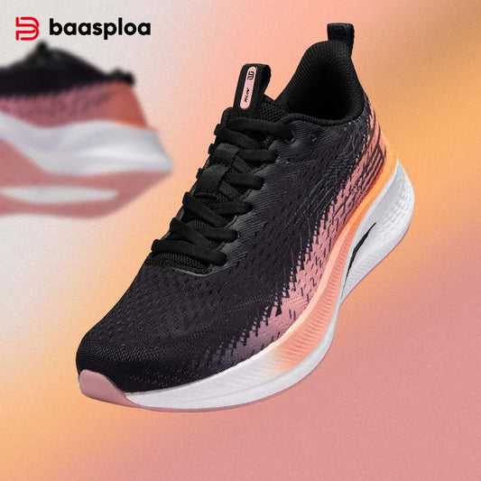 Baasploa Women Professional Running Shoes Outdoor Carbon Plate Non Slip Sports Shoes Female Casual Breathable Jogging Sneakers