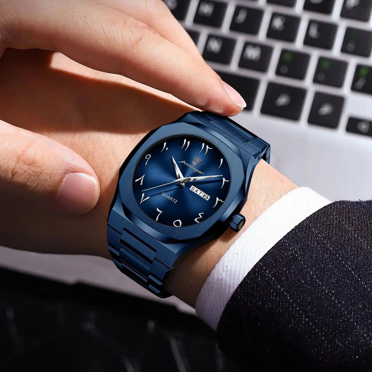 POEDAGAR luxury men’s quartz watch, water-resistant, stainless steel, men’s watch, day-date, business watches for men, Reloj Hombre