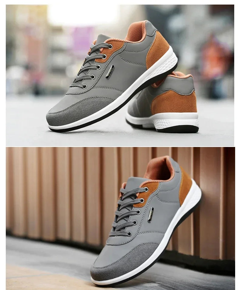YRZL Men Shoes Spring Autumn Waterproof Walking Sneakers Leisure Male Leather Sports Shoes Non-Slip Footwear Tennis for Men