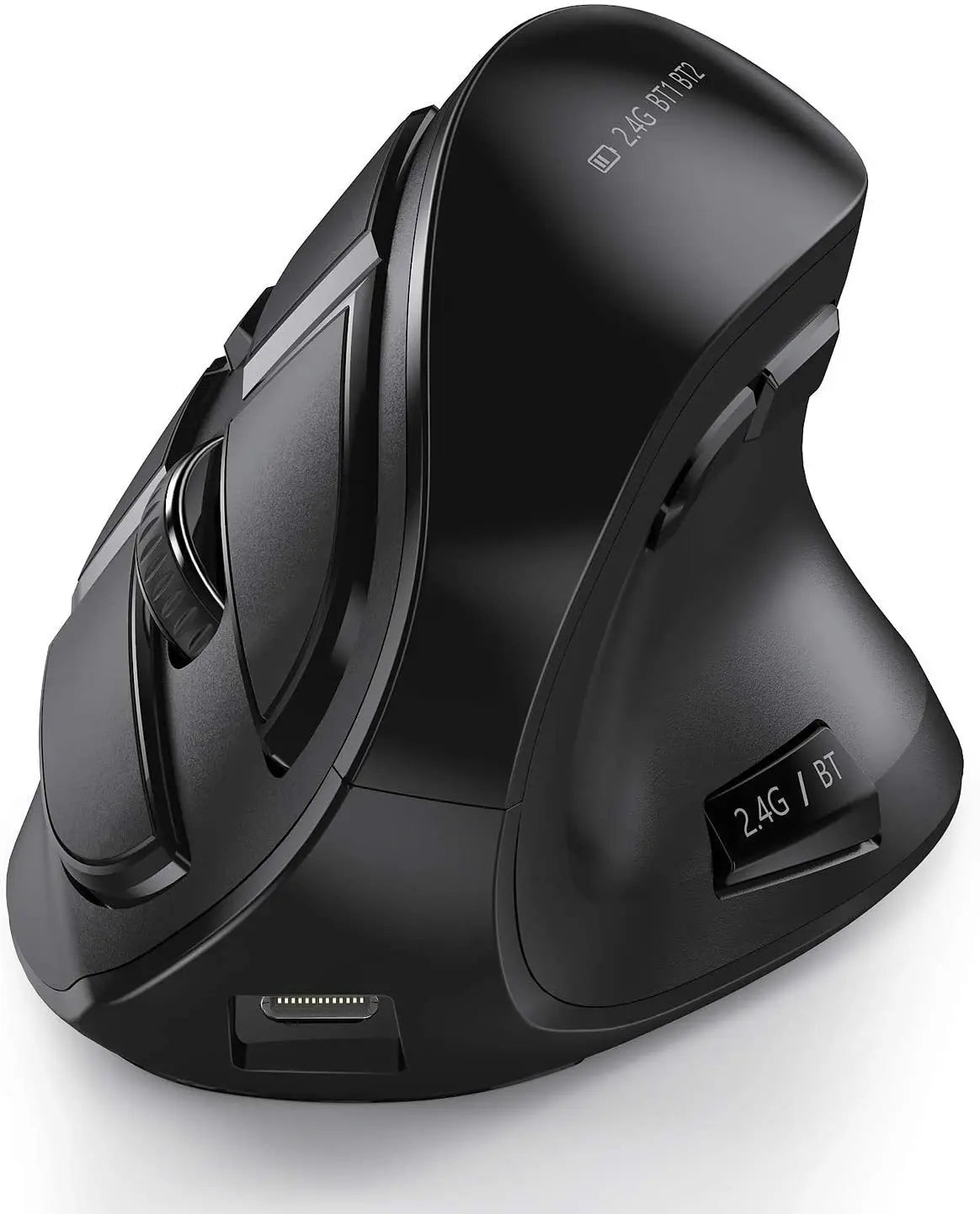 Jomaa 2.4G+Bluetooth Vertical Mouse Wireless for Apple Mac Laptop Notebook 9 Buttons Rechargeable Gaming Mouse for PC iPad