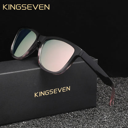 KNGSEVEN Trendy Round Sunglasses Men Women Causal Polarized Anti-UV400 Glasses Outdoor Causal Black Frame Driving Eyewear