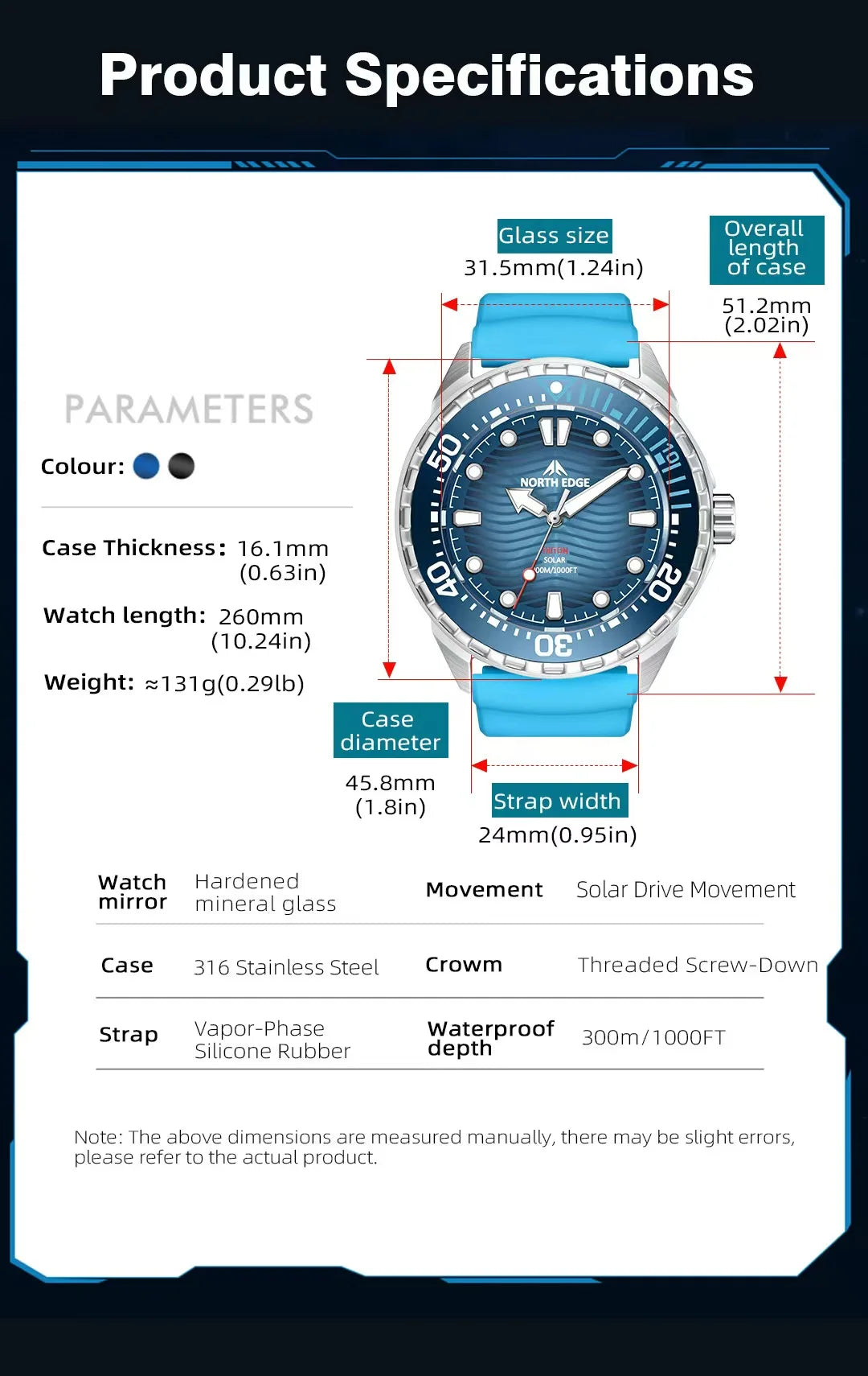Stainless Steel Diving Watch Solar Energy Driven Quartz Watch Outdoor Waterproof Long Battery Life Rotatable Chronograph Ring