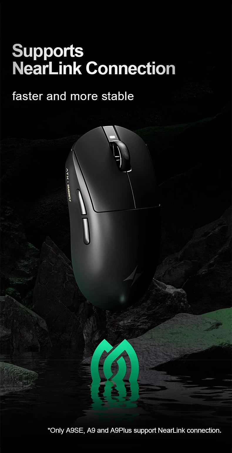 ATK Dragonfly A9 Ultra trådløs gamingmus PAW3950 ultralet tri-mode ergonomisk e-sports FPS-mus til gamere A9 SE Plus