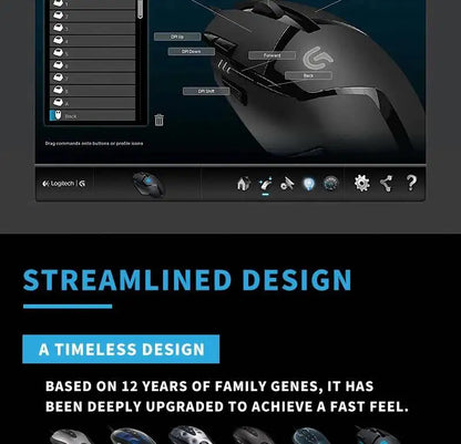 Mouse gaming Logitech G402 Fusion Engine Tech, 4 impostazioni DPI, processore 32-bit, antiscivolo, per gaming competitivo professionale