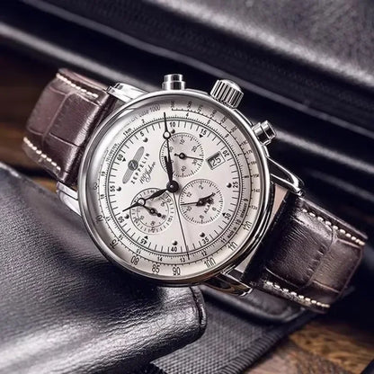 Zeppelin Airship Automatic Date Mens Leather Band Fashion Luxury  Business Casual Men Watches Gift Men's Waterproof Watch