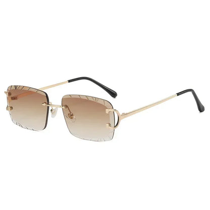 Fashion Square Sunglasses Vintage Women Men Frameless Sun Glasses Rimless Retro Luxury Brand Designer Eyeglasses UV400 Travel