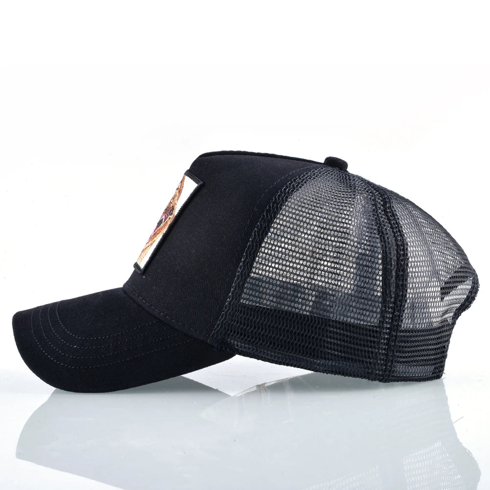Four Seasons Snapback Baseball Cap Men Fashion Bear Embroidery Hip Hop Hat Women Outdoor Breathable Mesh Trucker Hat