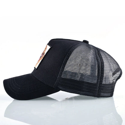 Four Seasons Snapback Baseball Cap Men Fashion Bear Embroidery Hip Hop Hat Women Outdoor Breathable Mesh Trucker Hat