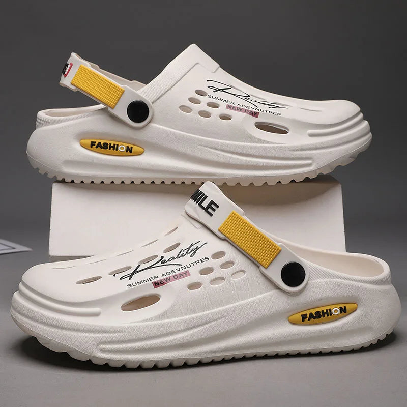 Sandales d'été pour hommes, pantoufles décontractées massantes, claquettes antidérapantes, sandales pour hommes, chaussures de plage à trous pour intérieur et extérieur, grandes tailles