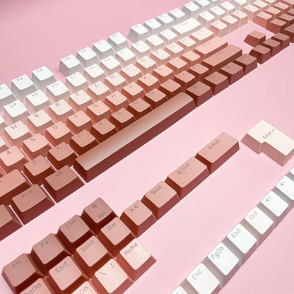 Teclas gamer RGB con retroiluminación degradada para teclado mecánico con interruptores MX, perfil OEM, PBT, blanco y azul, distribución ISO, teclas DIY