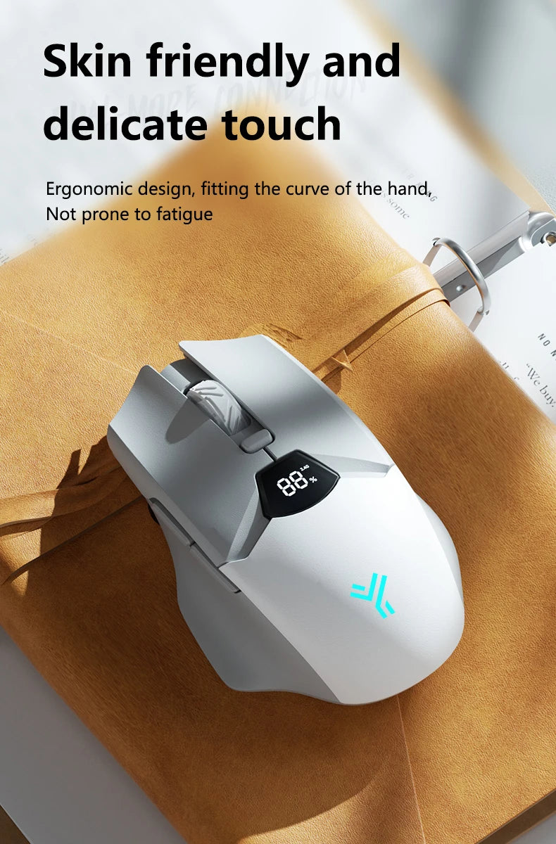 Mouse gaming wireless Warvank SX01 con display smart, regolazione DPI a 6 velocità, batteria ricaricabile da 600mAh, mouse Bluetooth silenzioso per ufficio