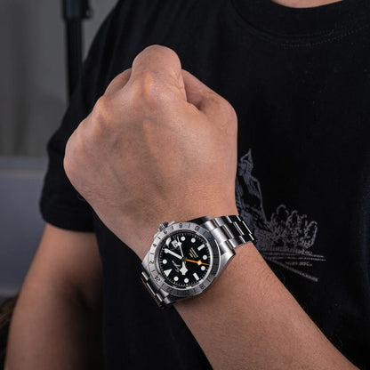 SEESTERN GMT Retro Watch for Men NH34 Automatic Movement Mechanical Wristwatches Sapphire Crystal Fine-tuning Pull Button S436