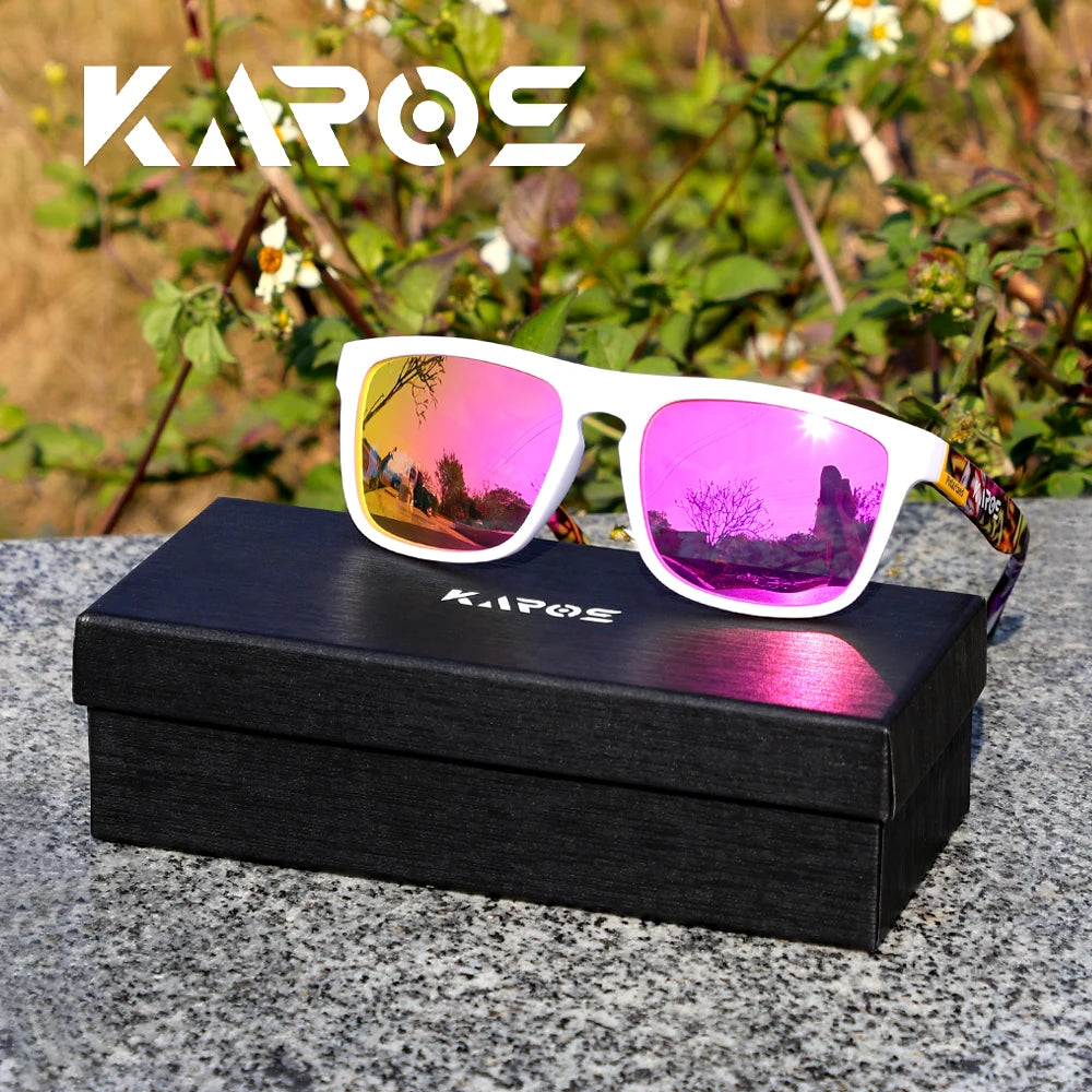 Karos Vintage Polarized Sunglasses Fashion Square Travel Driving Fishing Glasses Men Women Sports UV400 Eyewear Box YZ2024WB