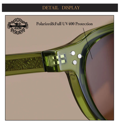 Classics Rivets Style Retro Sun Glasses for Women TR90 Frame Polygon Polarized Sunglasses UV400 Male Black Green 2025 Summer
