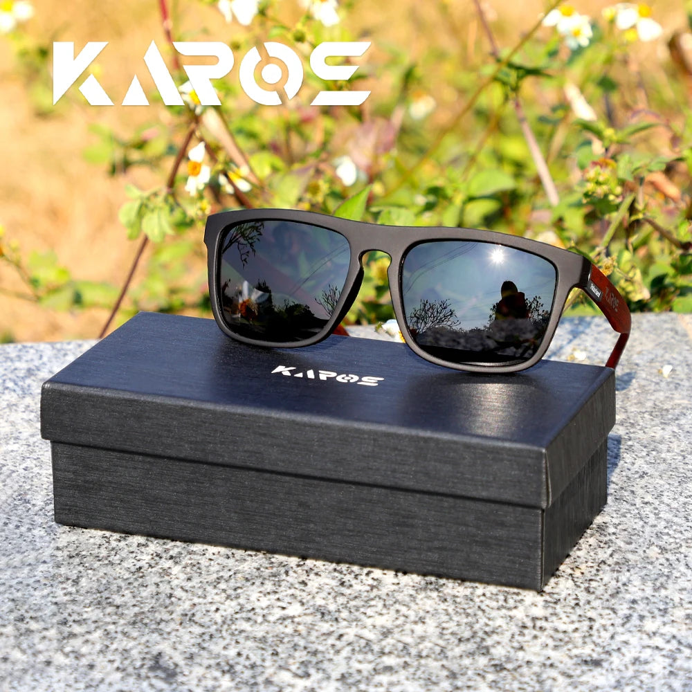 Karos Vintage Polarized Sunglasses Fashion Square Travel Driving Fishing Glasses Men Women Sports UV400 Eyewear Box YZ2024WB