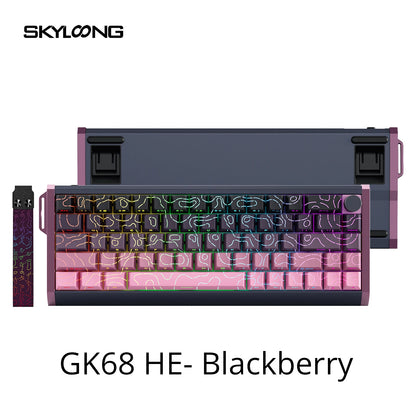 Teclado Magnético SKYLOONG GK61/GK68 HE com Caixa em Alumínio, 8000hz, RT0.01mm, Gatilho Rápido, Teclas PBT, Retroiluminação RGB, Teclado Gaming com Fio