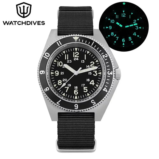 Watchdives WD1972 Quartz Watch VH31 Sweep Seconds Movement Sapphire Crystal BGW9 Luminous 20Bar Waterproof Vintage Men's Watches