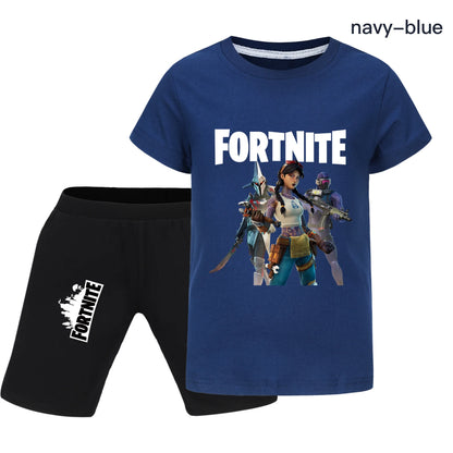 Fortnite Summer Kids Cartoon T-shirts Shorts Two-piece Set Baby Boys Tracksuit Girls Outfits505