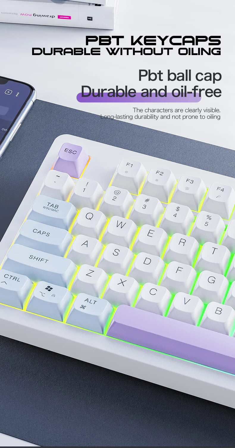 XUNFOX TK100 tastiera wireless 2.4 Bluetooth dual-mode gaming silenziosa per ufficio e notebook, universale