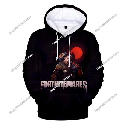 Fortnite 2024 Kinder-Sweatshirt mit digitalem 3D-Druck, Hoodie als Pullover-Jacke für Herren und Damen, langärmelig, Kindergeschenk