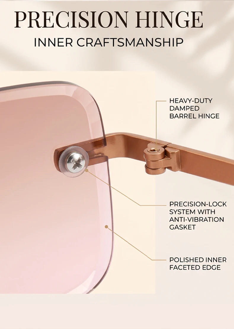 Rimless Rectangle Sunglasses Women 2026 Luxury Designer Fashion Retro Metal Sun Glasses Trendy Y2K Shades Small Frame Eyewear