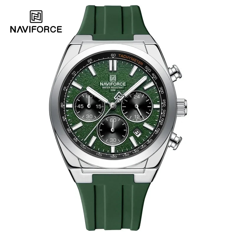 NAVIFORCE men’s wristwatch – Luxury and sporty style, quartz movement, 24-hour display, date window, chronograph, water-resistant – Gift idea for men
