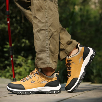 Sapatos casuais em pele para homem, ténis leves de caminhada para primavera, outono e inverno