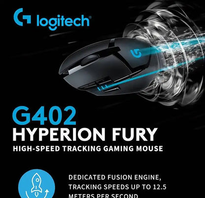 Mouse gaming Logitech G402 Fusion Engine Tech, 4 impostazioni DPI, processore 32-bit, antiscivolo, per gaming competitivo professionale