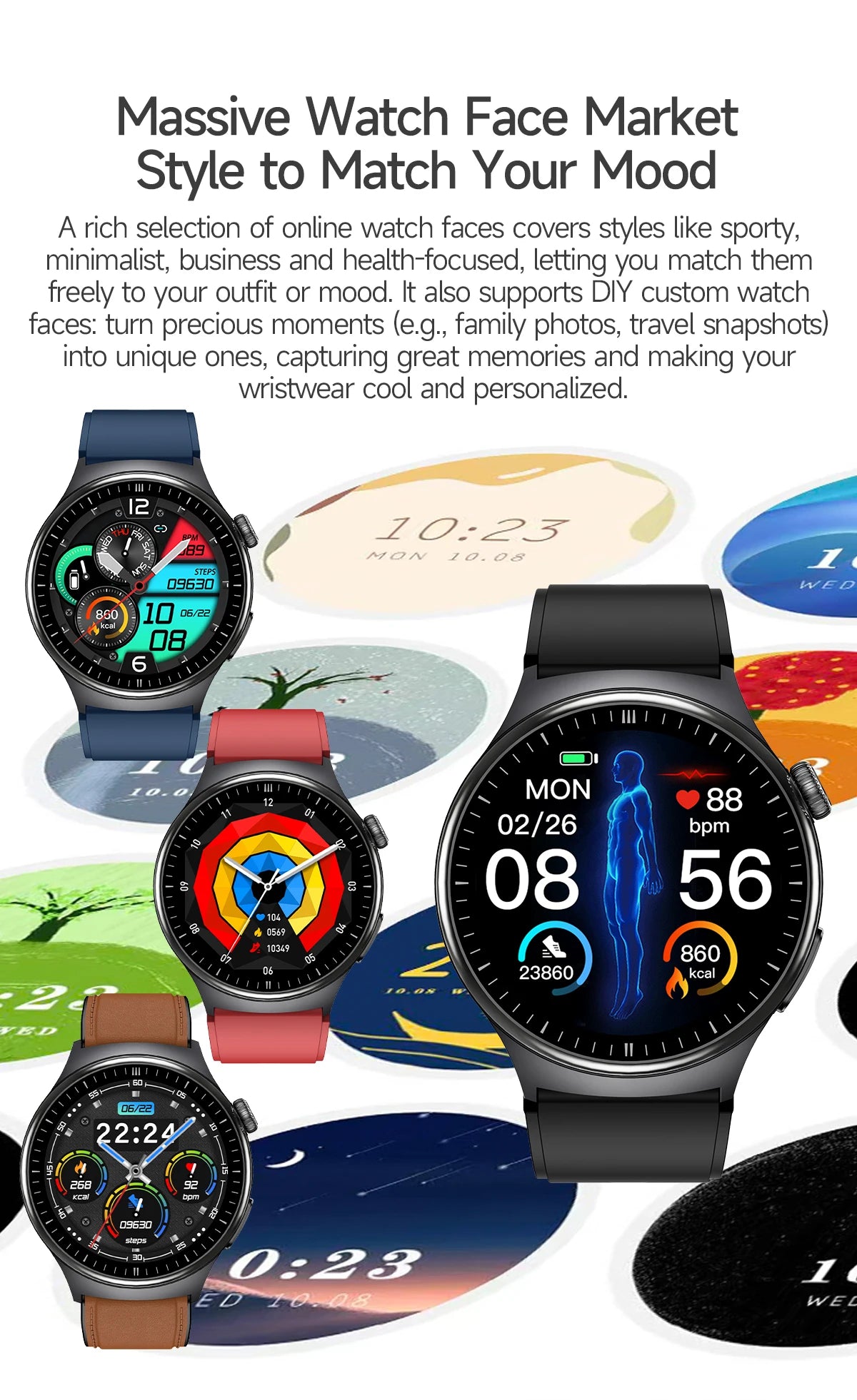 2026New AI-Diagnosis Care Smartwatch ECG+PPG Accurate Uric Acid Blood Pressure Body Fat Five organ Fitness Waterproof Smartwatch