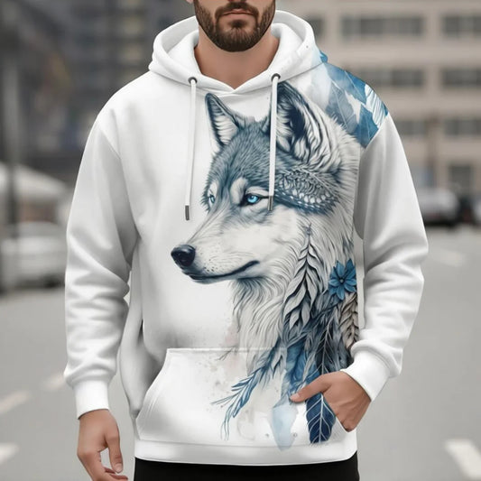 Fashion Animal Men's Hoodie Wolf 3D Print Fall Sweatshirt Hoodie Street Casual Sweatshirt Y2K Men's Oversized Unisex Clothing