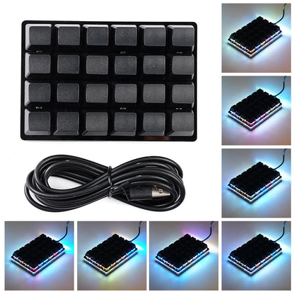 Mini-USB Custom Mechanische Tastatur mit 24 Tasten, Schwarz/Weiß, Gaming-Tastatur, Sayo-Gerät, programmierbares Shortcut-Keypad mit Makrotasten