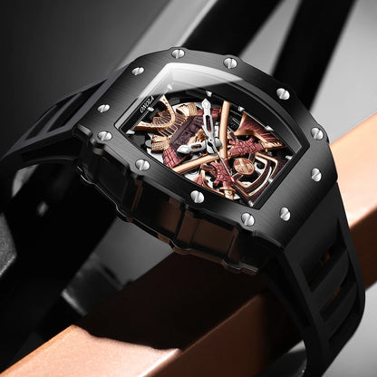 ONOLA Luxury Men's Automatic Mechanical Watch Waterproof Watch Luminous Barrel Shape Military Sports Wristwatch Men's Watch