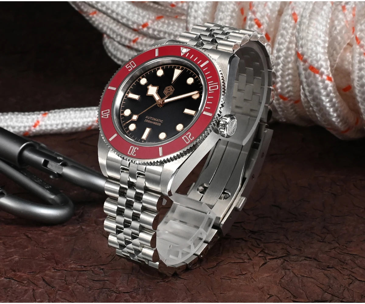 San Martin New 40mm BB Diver Watch Top Brand Classic Mens Watches NH35 Automatic Mechanical Sapphire Waterproof Reloj SN0128