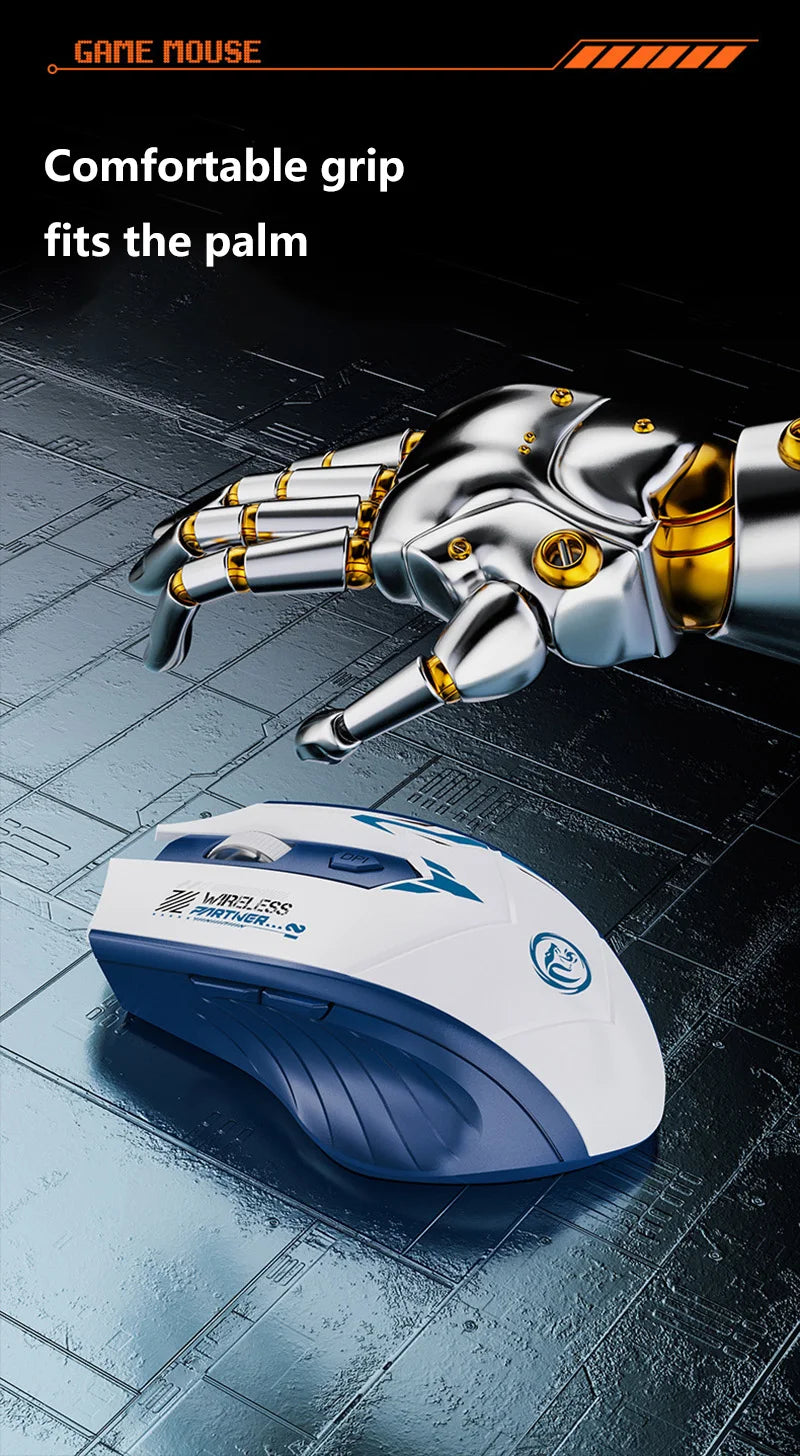 Wireless Gaming Mouse Dual Mode Bluetooth 2.4G DPI Adjustable Type-C Rechargeable Silent Ergonomic Mouse Durable Battery