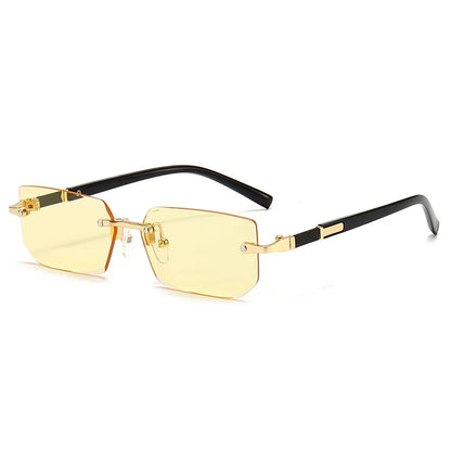 Vintage Rectangle Sunglasses Men New Rimless Fashion Beach Shades Women Trendy Luxury Brand Design Casual Anti-UV Sun Glasses
