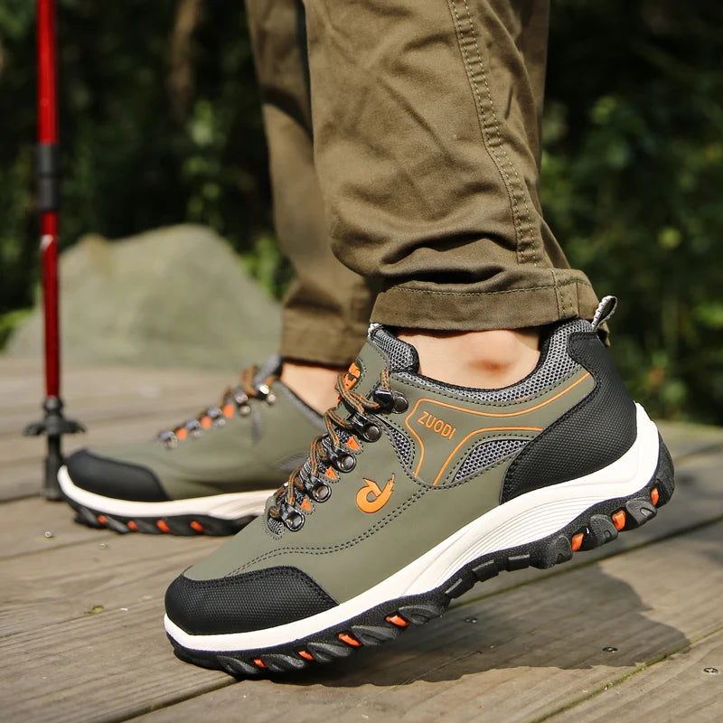 Sapatos casuais em pele para homem, ténis leves de caminhada para primavera, outono e inverno