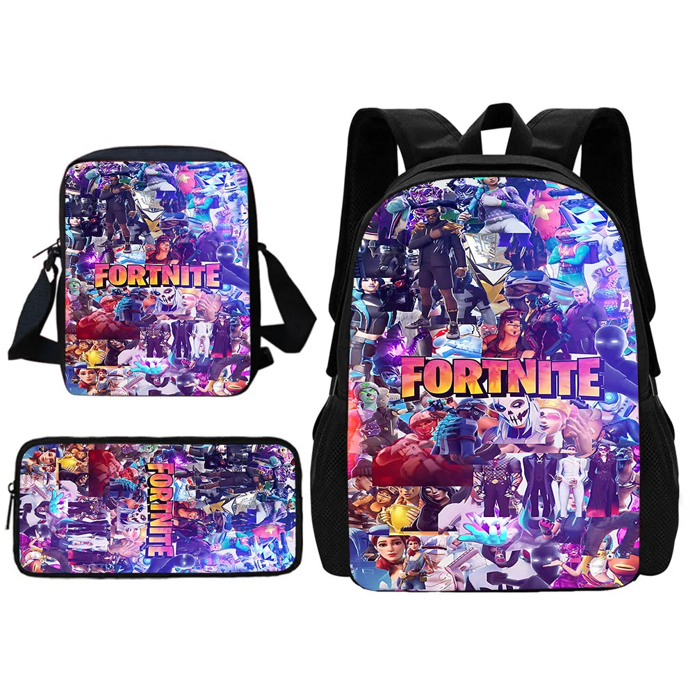 Child School Backpack with Shoulder Bag and Pencil Case School Bags for Hot Game Design Fortnite Boys and Girls Best Gift