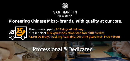 San Martin 39mm Miyota 9132 Power Reserve Display Men Luxury Sport Watch Automatic Mechanical Waterproof Original Design SN0144