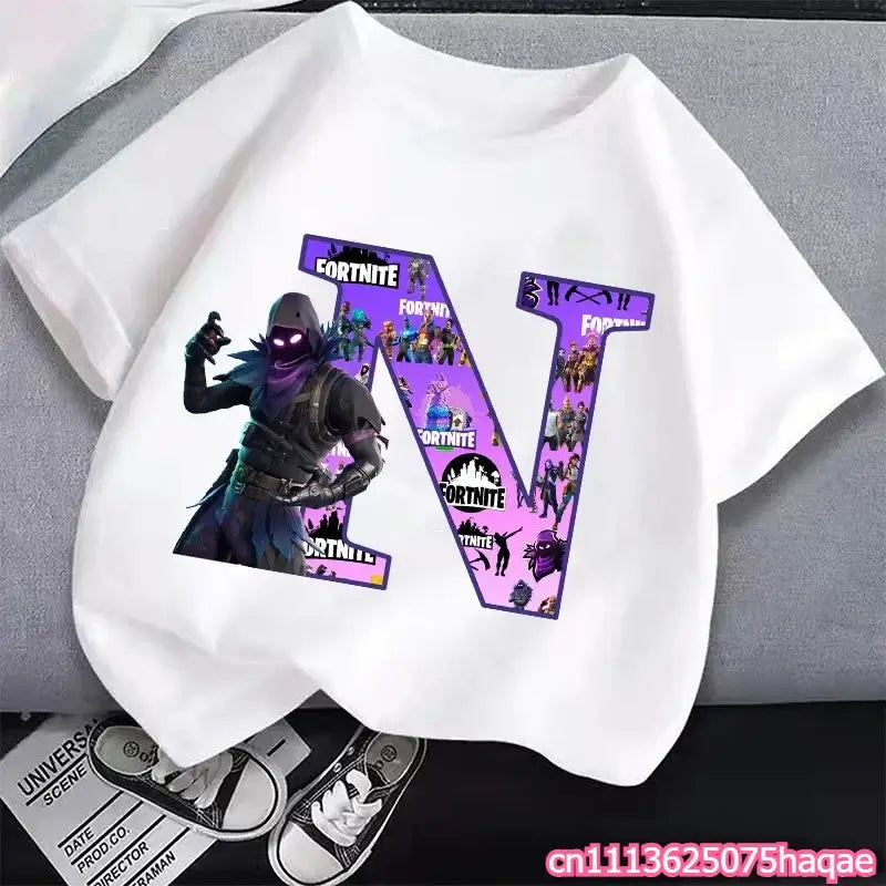 New Fortnites Kids T-shirts Cartoon Letter Graphic T-shirts Boys Girls Summer Casual Sports Short Sleeve Tops Children Clothing