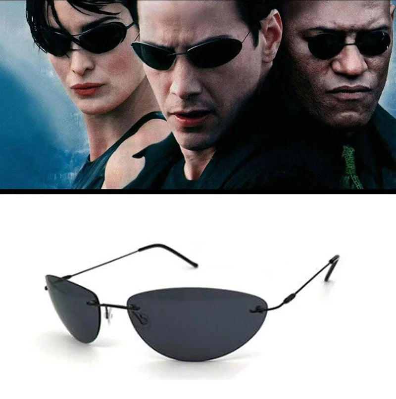 Cool The Matrix Neo Style Polarized Titanium Sunglasses Ultralight Rimless Men Driving Brand Design Sun Glasses Oculos De So