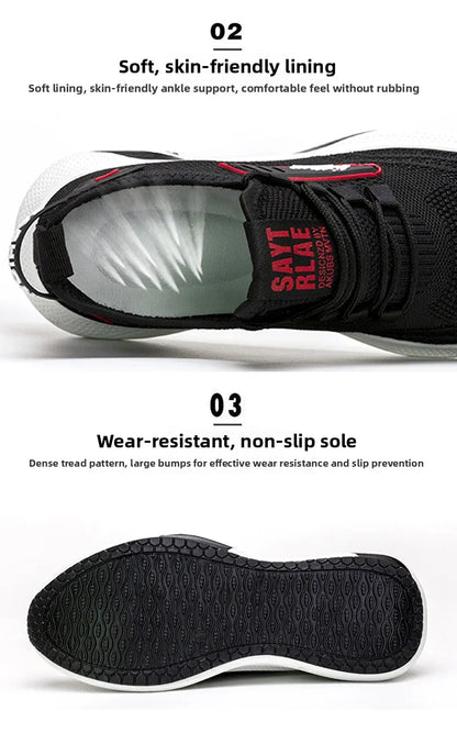 Hot Sale of the Season New Men's Running Shoes Breathable Lightweight Knitted Lace-Up Sports Sneakers Fashionable Korean Style
