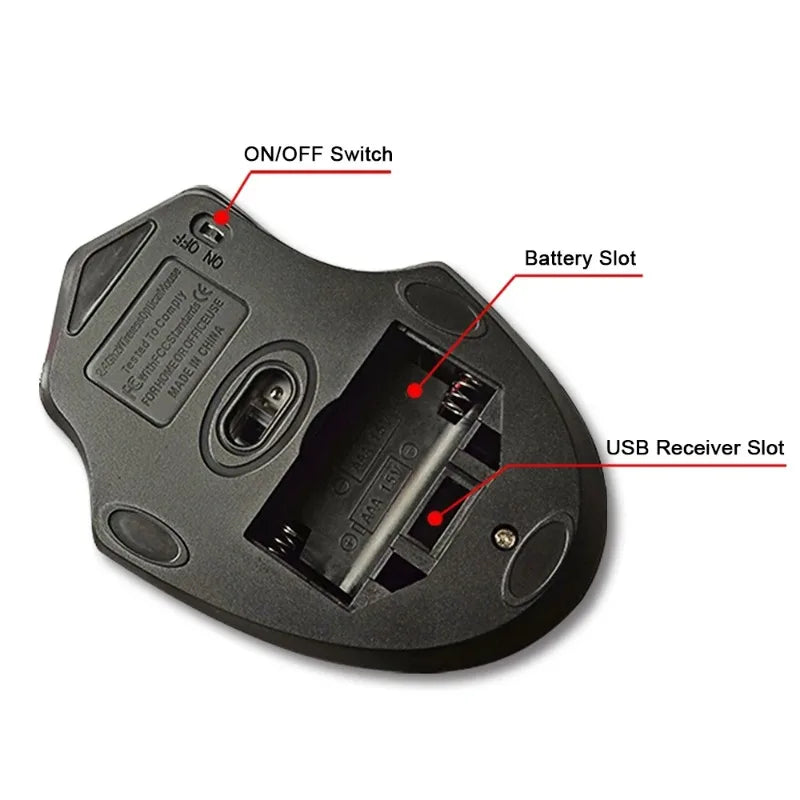 Ratón inalámbrico nuevo de 2000DPI ajustable con receptor USB 3.0, ratón óptico para ordenador 2.4GHz, ratón gaming con diseño ergonómico para portátil