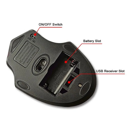 Ratón inalámbrico nuevo de 2000DPI ajustable con receptor USB 3.0, ratón óptico para ordenador 2.4GHz, ratón gaming con diseño ergonómico para portátil