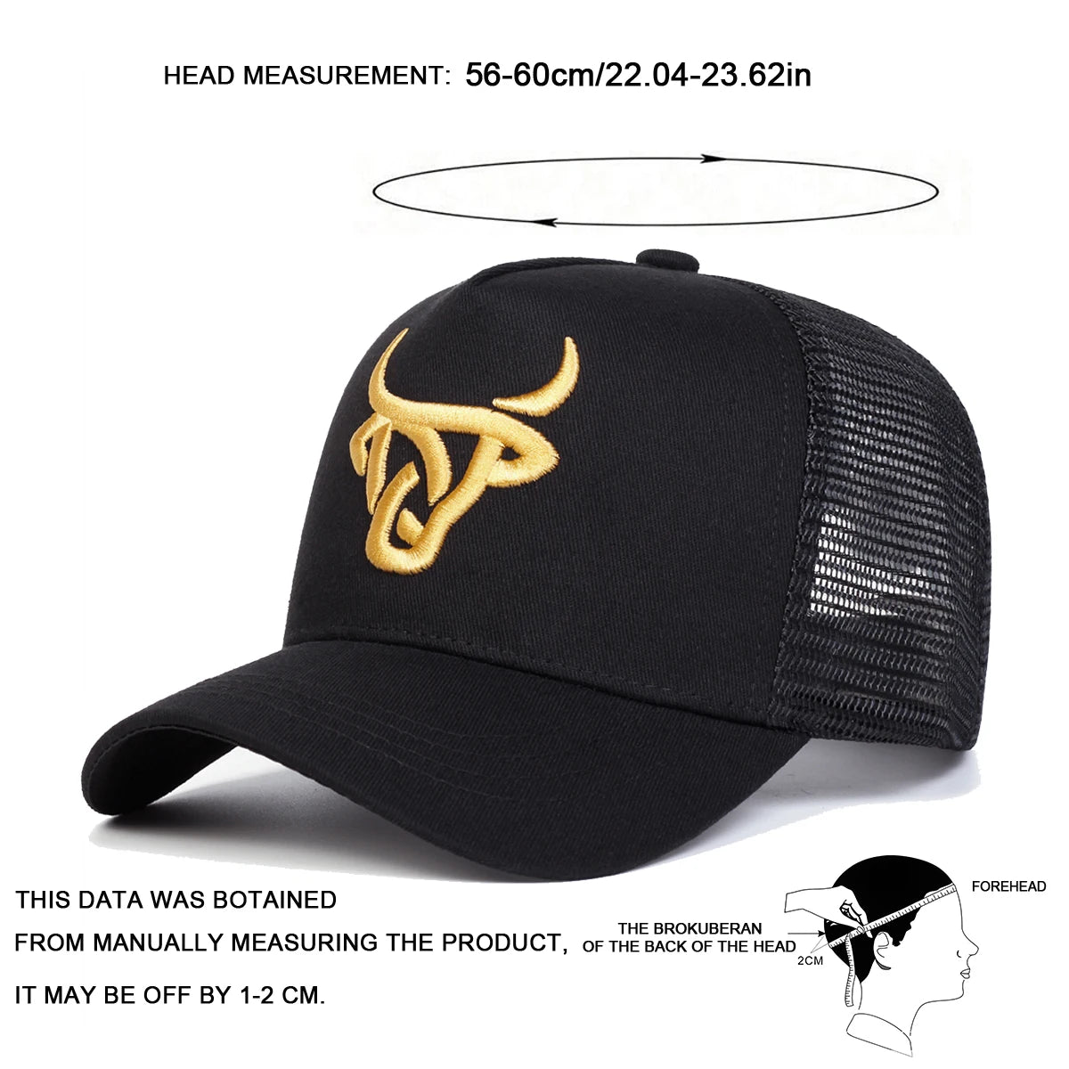 Unisex beisbolo kepurės su siuvinėjimu „Ox Head“, pavasario ir vasaros lauko reguliuojamos kasdieninės kepurės, „Dad Hat“ kepurės, apsaugančios nuo saulės
