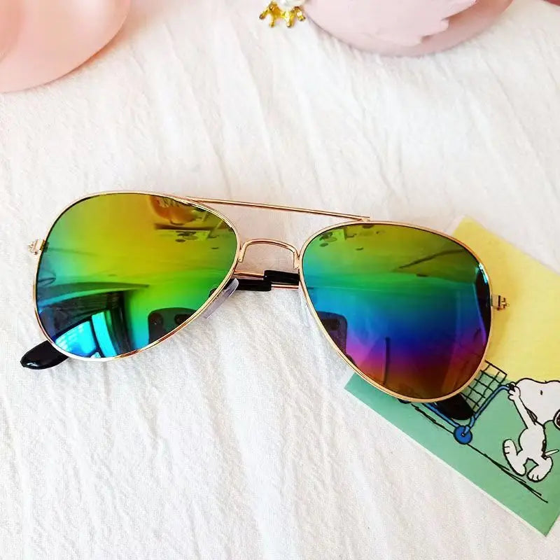 Classic Pilot Children Sunglasses UV400 Metal Vintage Driving Sun Glasses Outdoor Cute Girl Boy Fashion Summer UV Kids Eyewear