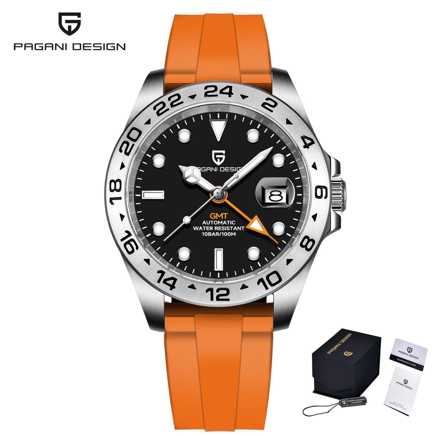 Pagani Design 2026 Nuovo orologio subacqueo da uomo 42mm in zaffiro, automatico meccanico GMT, impermeabile 100m PD1682