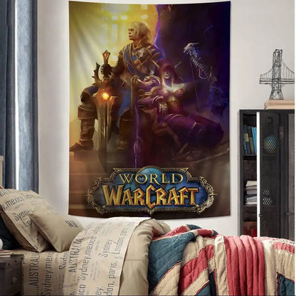 Populärt spel World of Warcraft – stor väggbonad med tryck, billig hippie-väggbonad, bohemiska väggbonader, mandala, heminredning