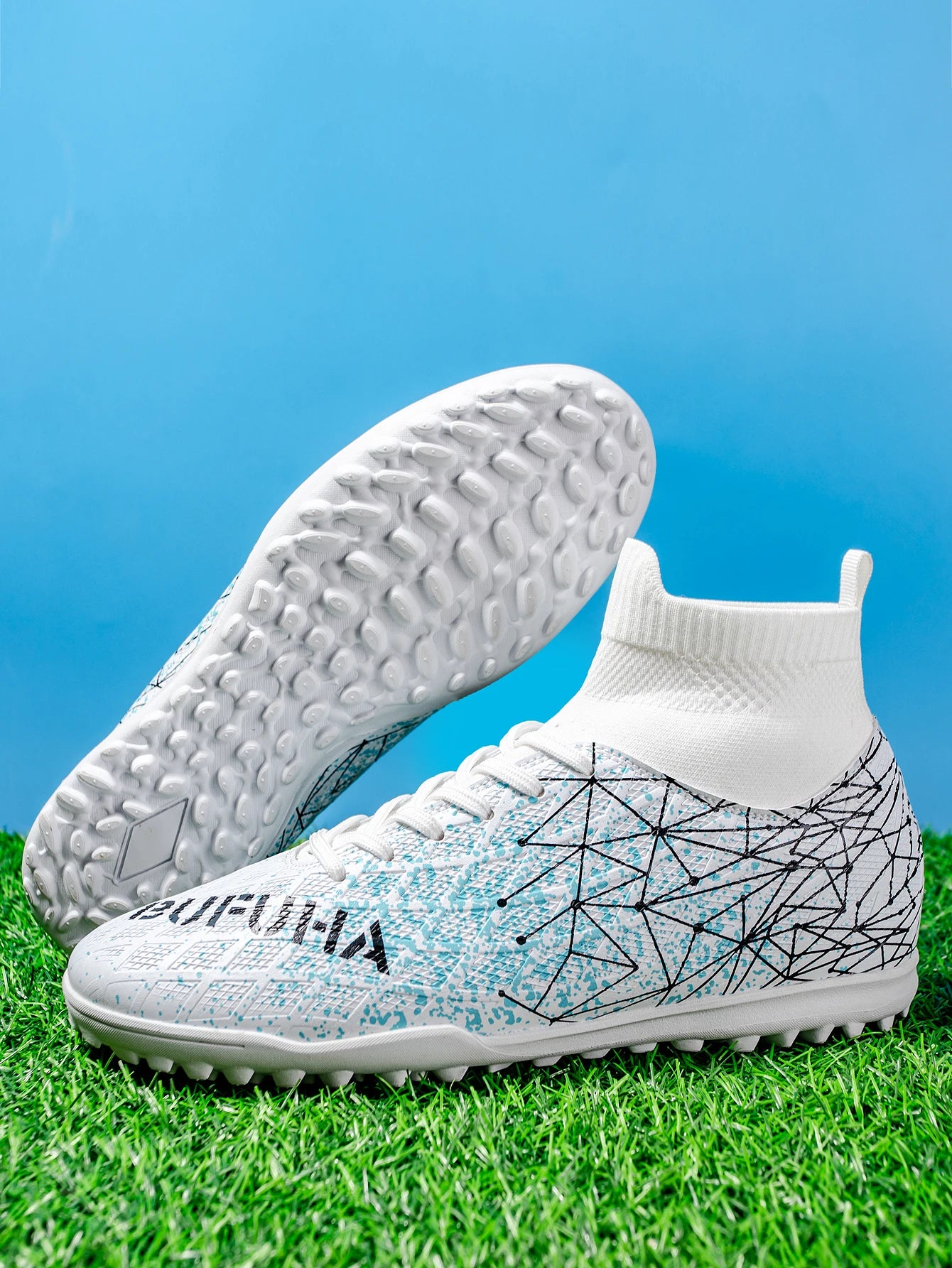 TF Soccer Shoes For Kids Youth PU Fabric Upper Rubber Sole Wear-Resistant Non-Slip Training Football Boots