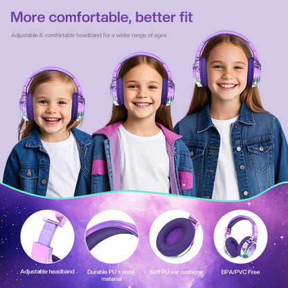 Gradient Kids Bluetooth Headphones Over Ear Girls Wireless Headphones With Mic Foldable Lightweight Headset For School Travel
